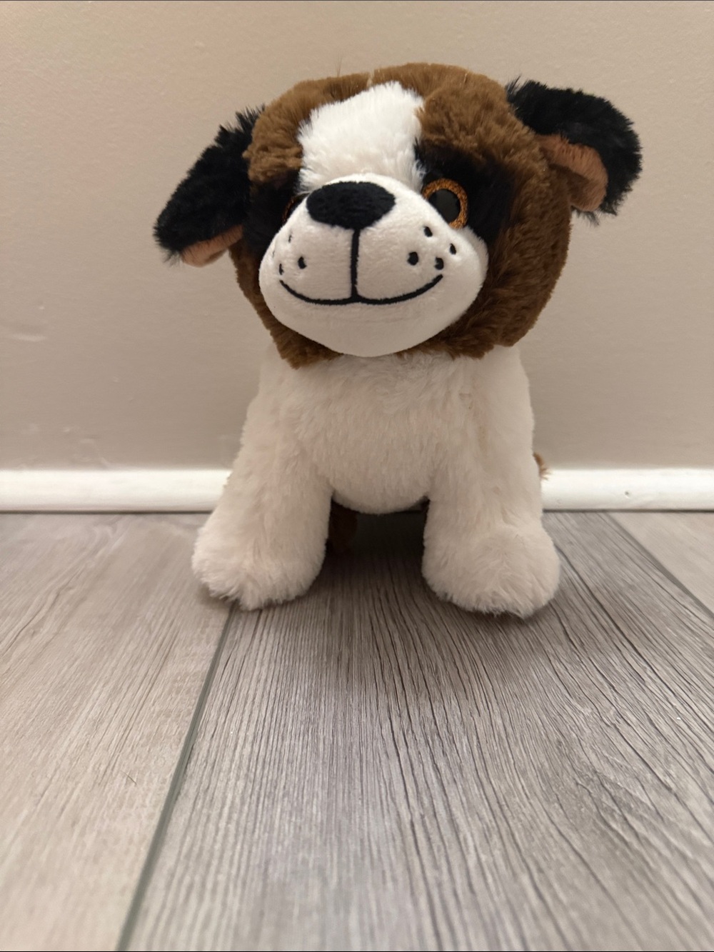 Plush Brown and White Puppy Stuffed Animal - Cute Cuddly Dog Toy